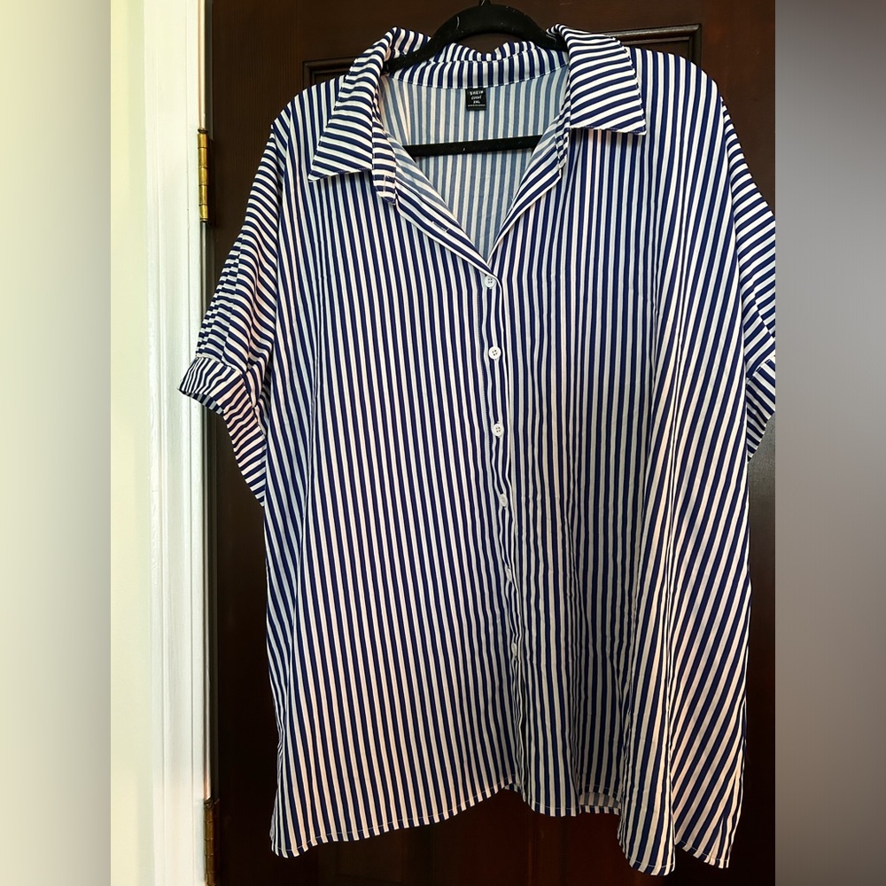 Oversized stripe button up